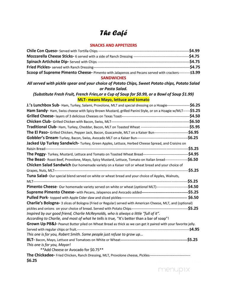 Paw Paw's Sweet Shop & Cafe - Garland, TX menu_pic