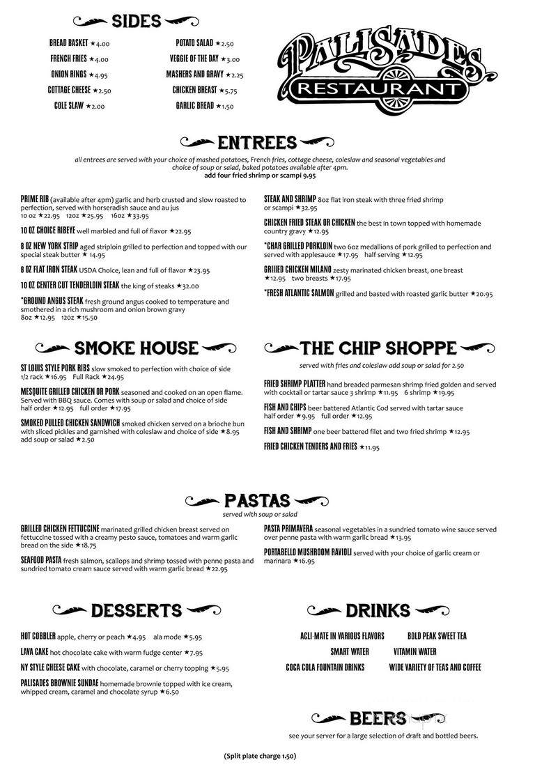 Palisades - Gunnison, CO menu_pic