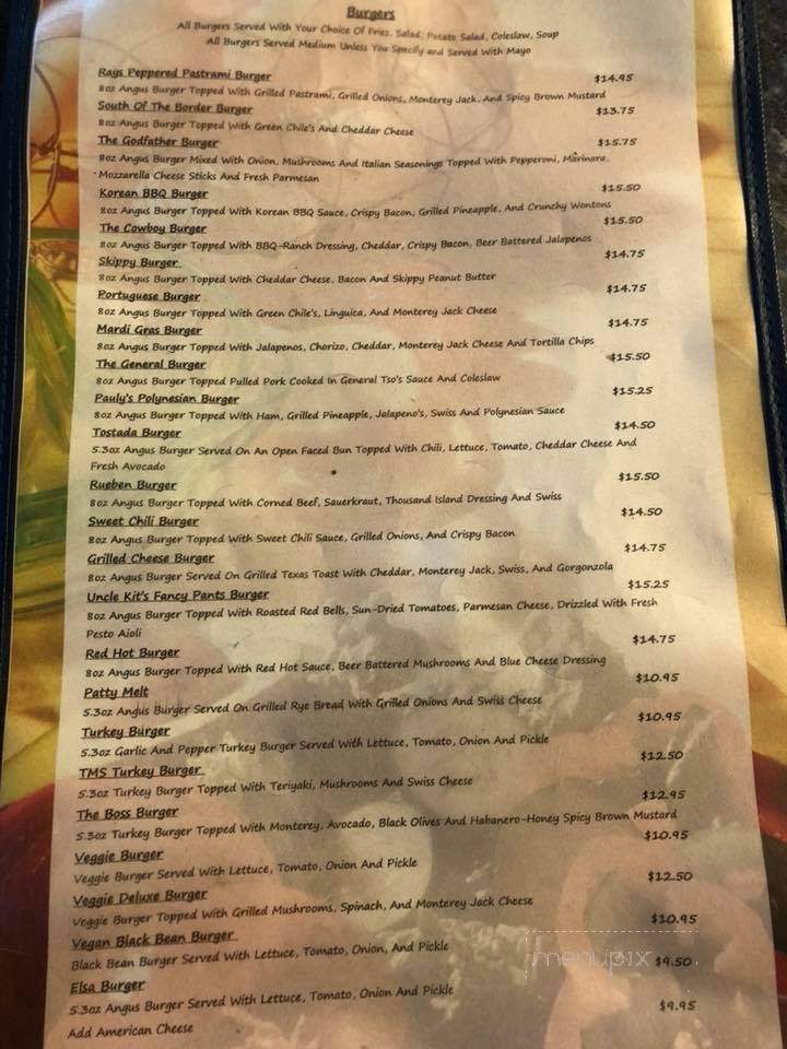 Sanducci's Cottage - Lakeport, CA menu_pic