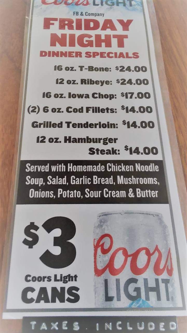 F B & Co - Central City, IA menu_pic
