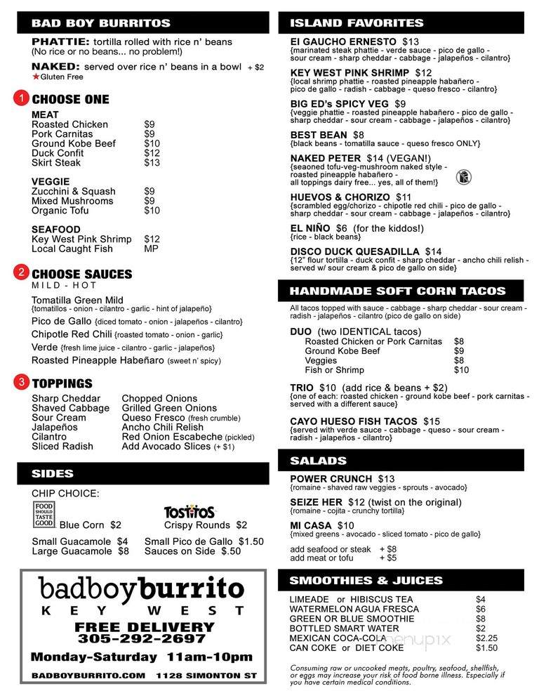 Bad Boy Burrito - Key West, FL menu_pic