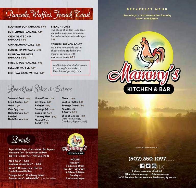 Mammy's Kitchen - Bardstown, KY menu_pic