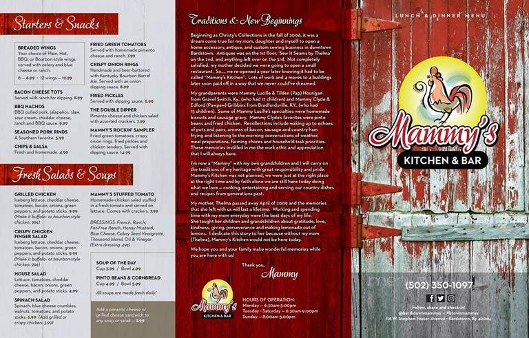 Mammy's Kitchen - Bardstown, KY menu_pic