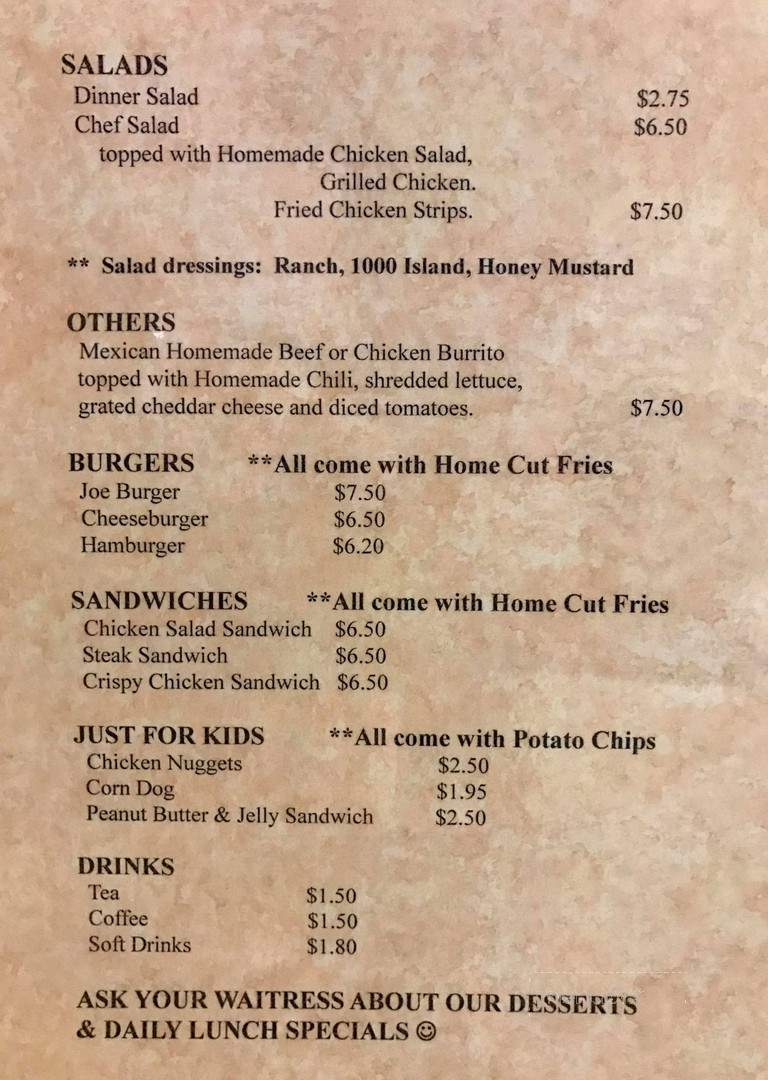 Broadway Joe's Cafe - Muldrow, OK menu_pic