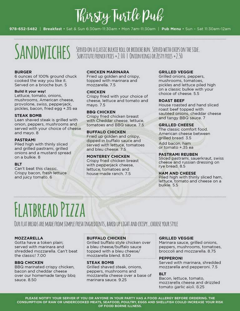 Thirsty Turtle Pub - Baldwinville, MA menu_pic