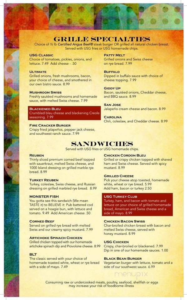 Union Street Grille - Bryan, OH menu_pic