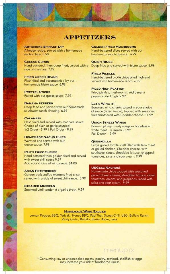Union Street Grille - Bryan, OH menu_pic