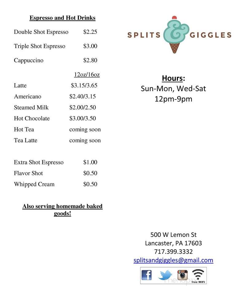 Splits & Giggles - Lancaster, PA menu_pic