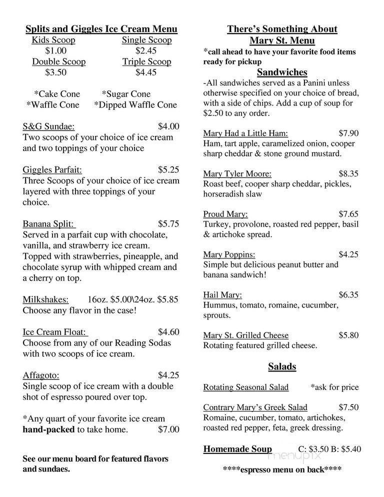 Splits & Giggles - Lancaster, PA menu_pic