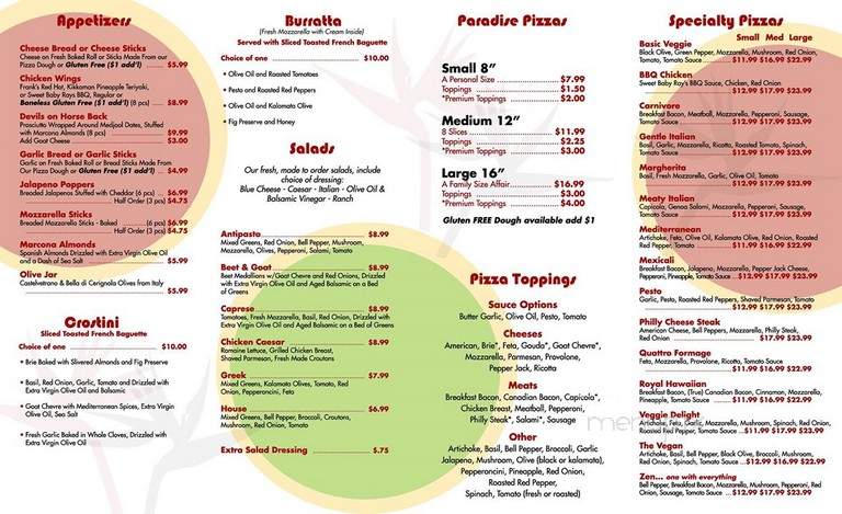 Paradise Pizza - Carlsbad, CA menu_pic