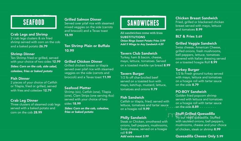 The Tavern @ J.R. Crickets - Atlanta, GA menu_pic
