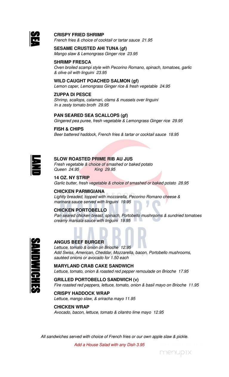 Mariner's Harbor - Kingston, NY menu_pic
