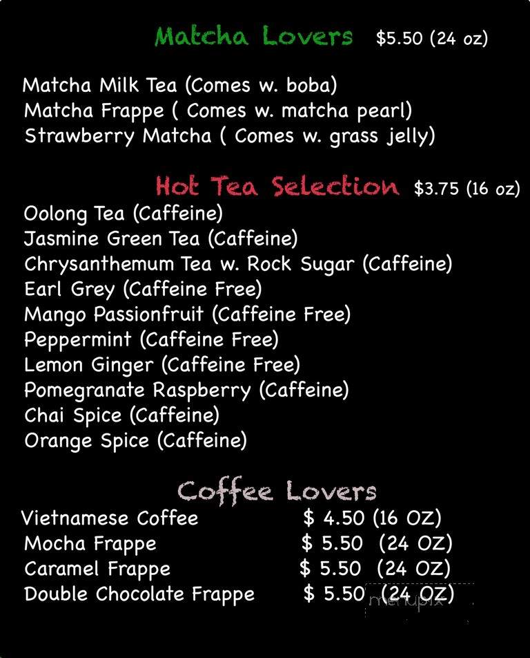 Cafe Expresso West - Greensboro, NC menu_pic
