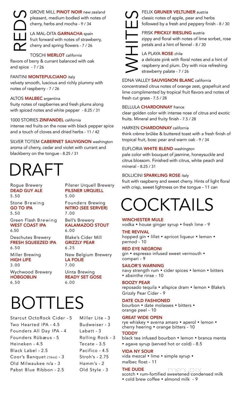 The Winchester - Grand Rapids, MI menu_pic