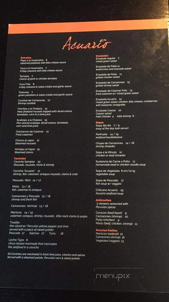 Acuario - Port Chester, NY menu_pic