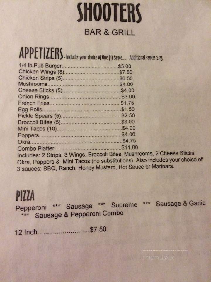 Shooters Bar Grill - Rantoul, IL menu_pic