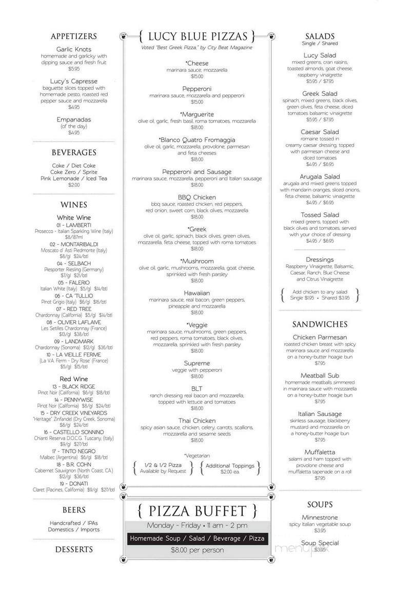 Lucy Blue - Cincinnati, OH menu_pic