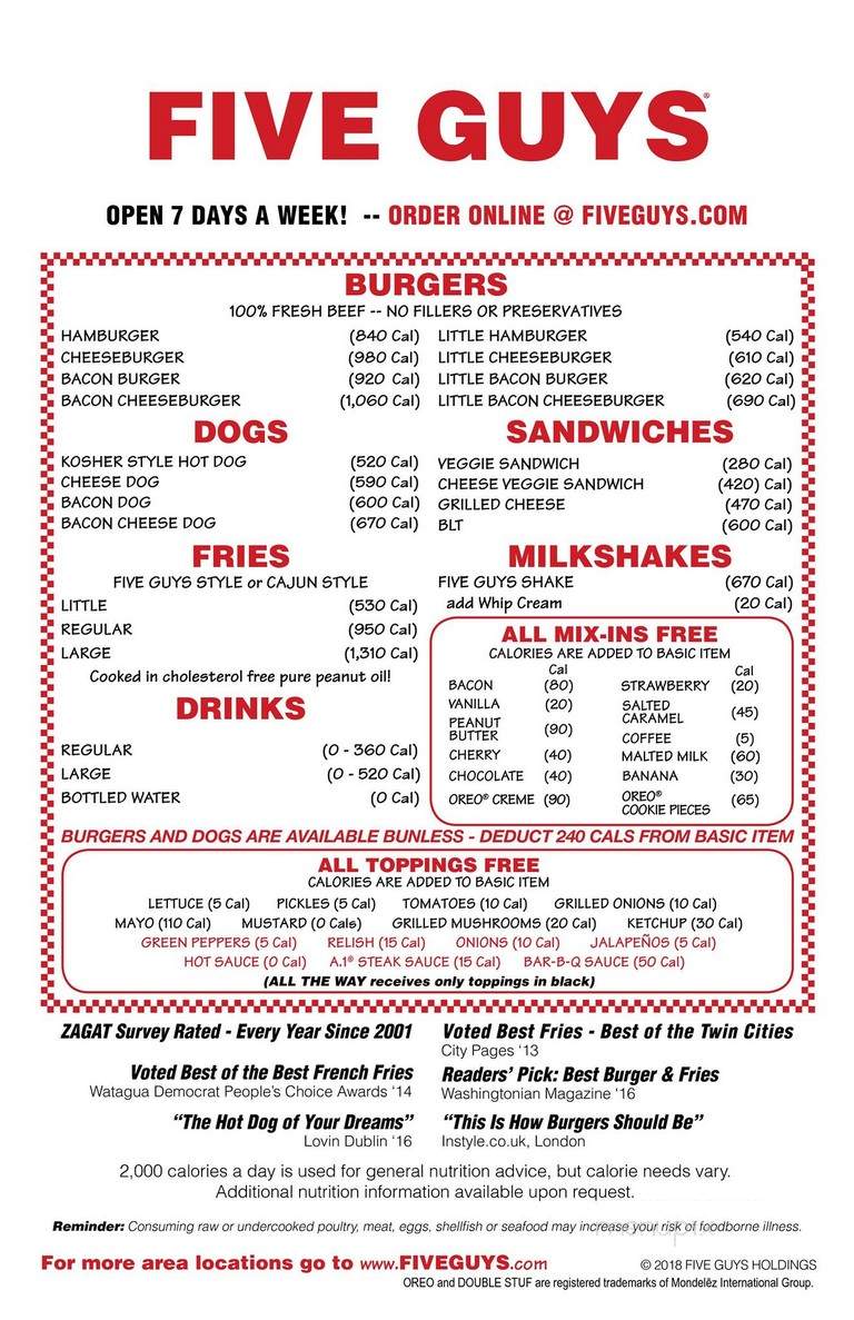 Five O'Clock Club - Eau Claire, WI menu_pic