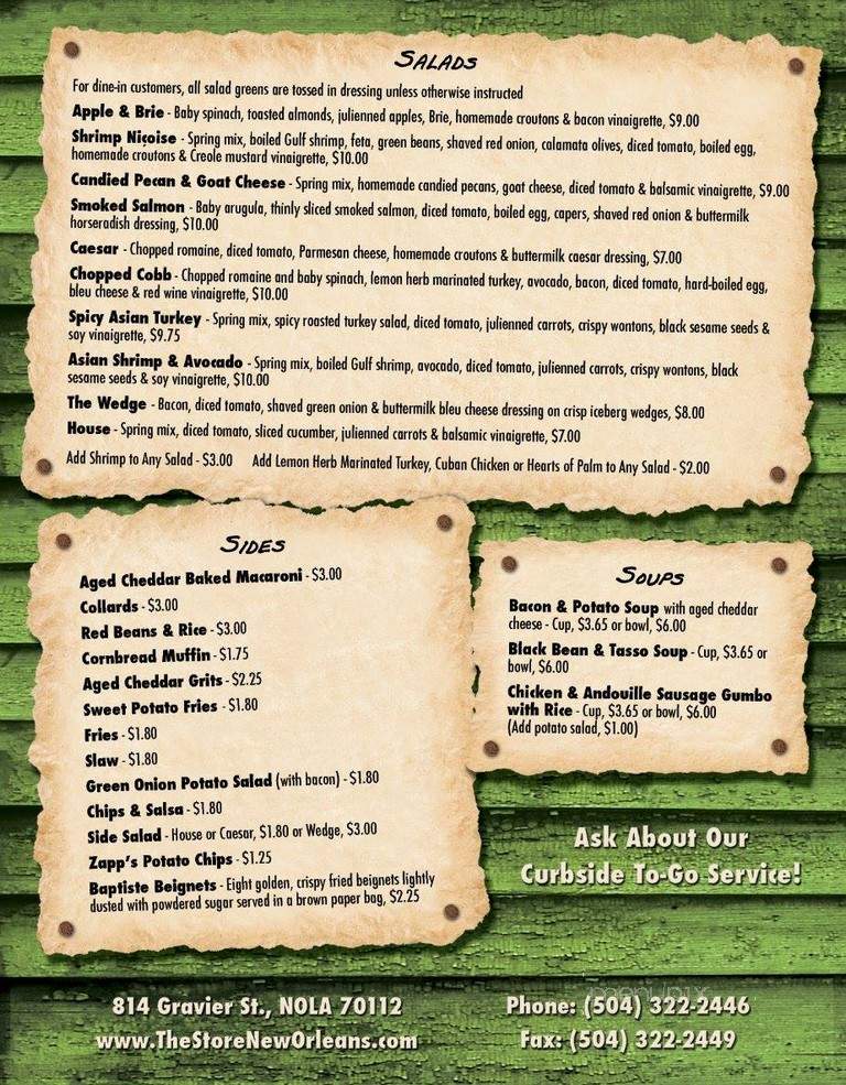 The Store - New Orleans, LA menu_pic