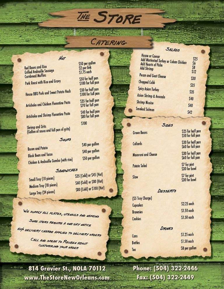 The Store - New Orleans, LA menu_pic