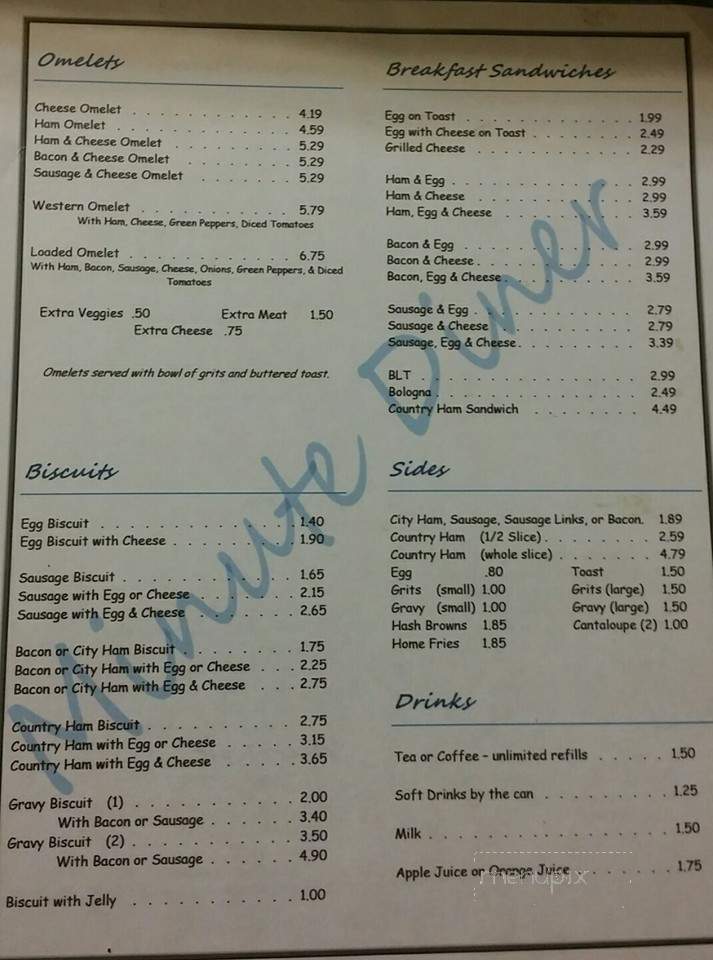 Minute Diner - Easley, SC menu_pic