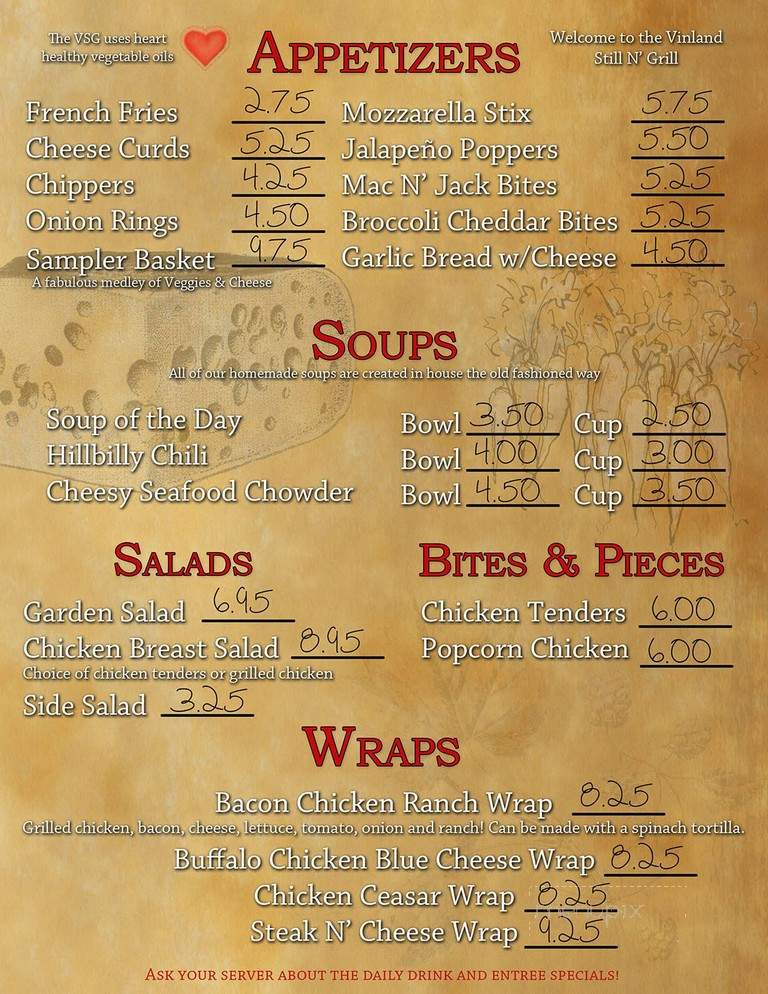 Vinland Still & Grill - Neenah, WI menu_pic