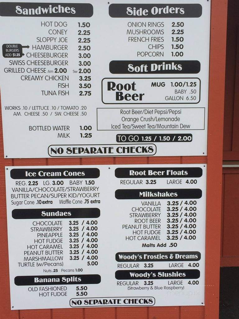 Woody's Root Beer Stand - Canton, OH menu_pic