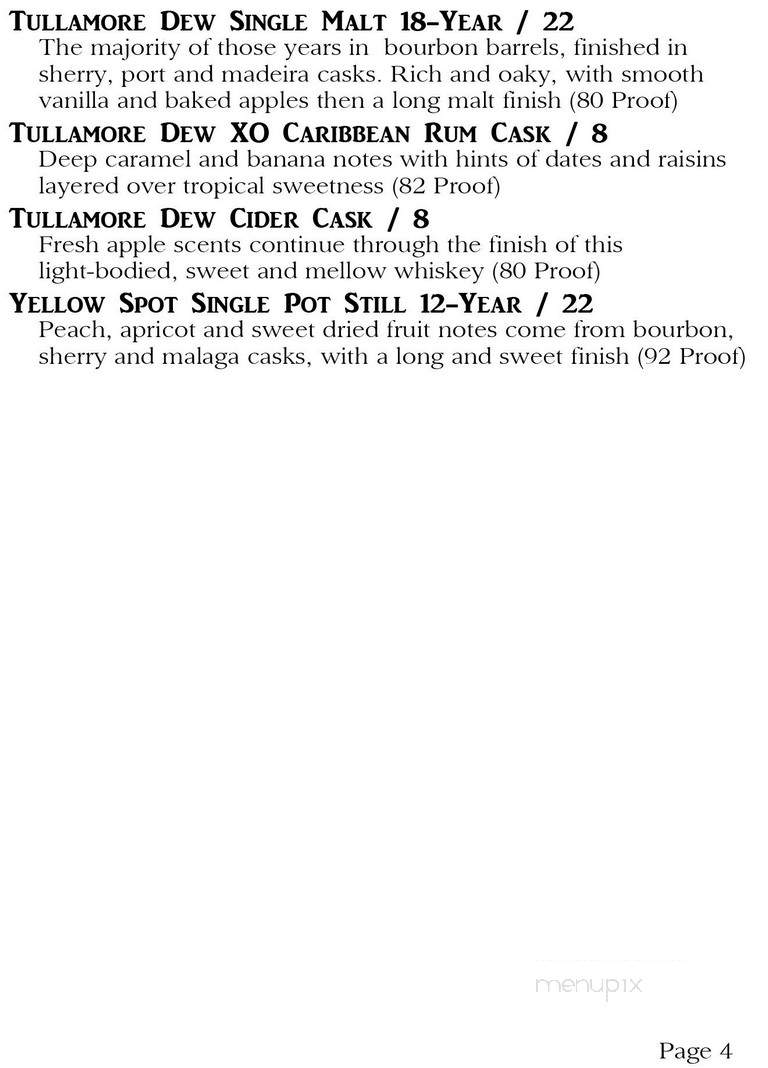 House of Guinness - Waukesha, WI menu_pic