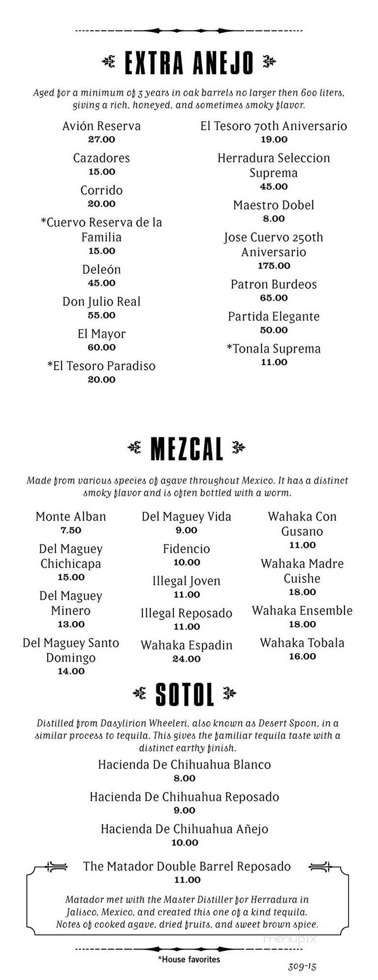 Matador - Redmond, WA menu_pic