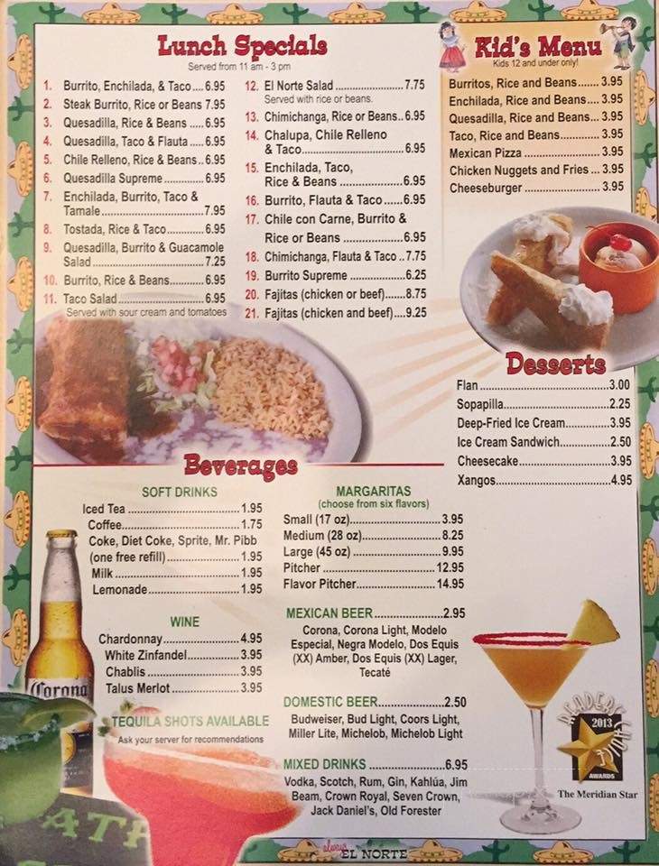 El Norte Mexican Restauran - Meridian, MS menu_pic