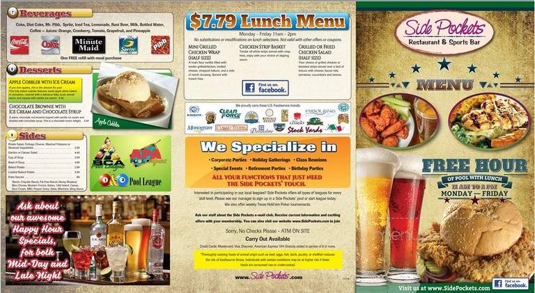 Side Pockets - Lees Summit, MO menu_pic