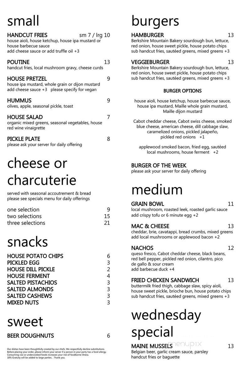 The Dirty Truth - Northampton, MA menu_pic