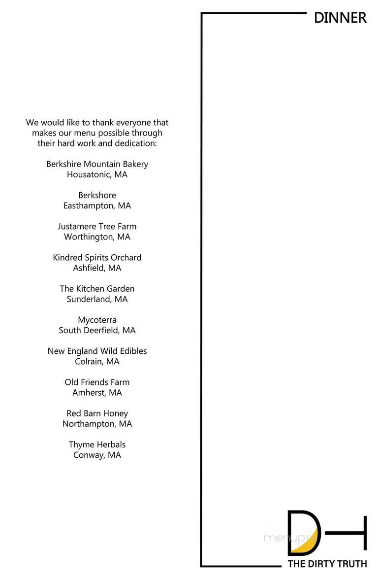 The Dirty Truth - Northampton, MA menu_pic