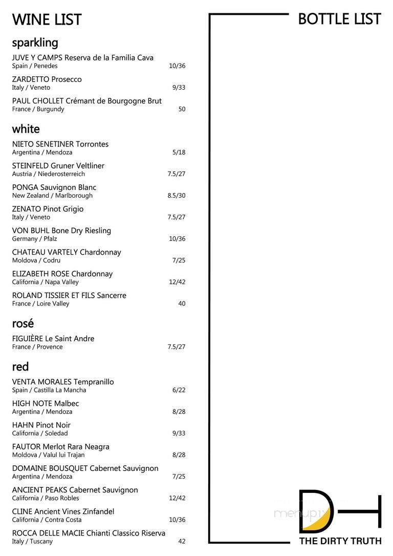 The Dirty Truth - Northampton, MA menu_pic