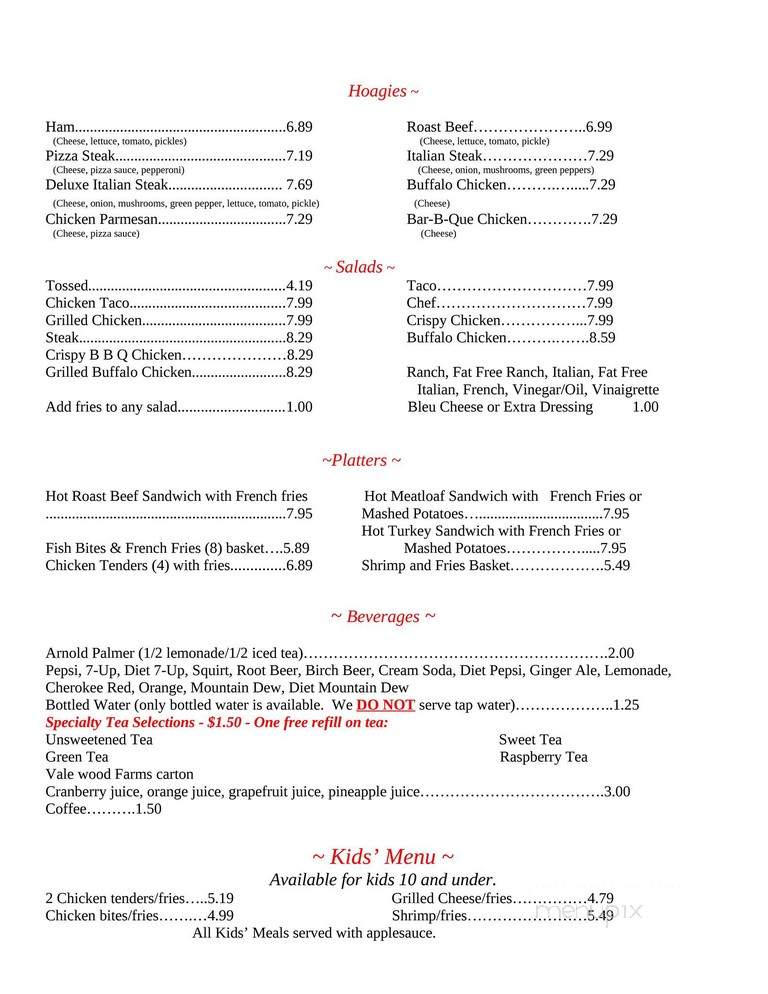 Scott's By Dam - Johnstown, PA menu_pic