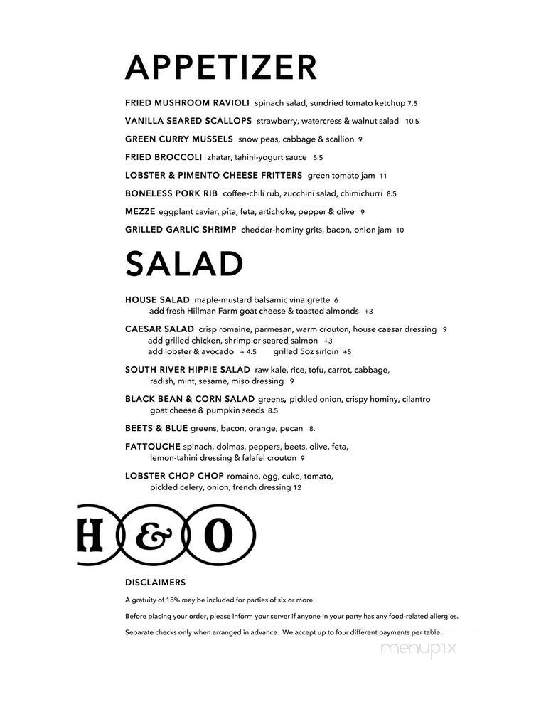 Hope & Olive - Greenfield, MA menu_pic