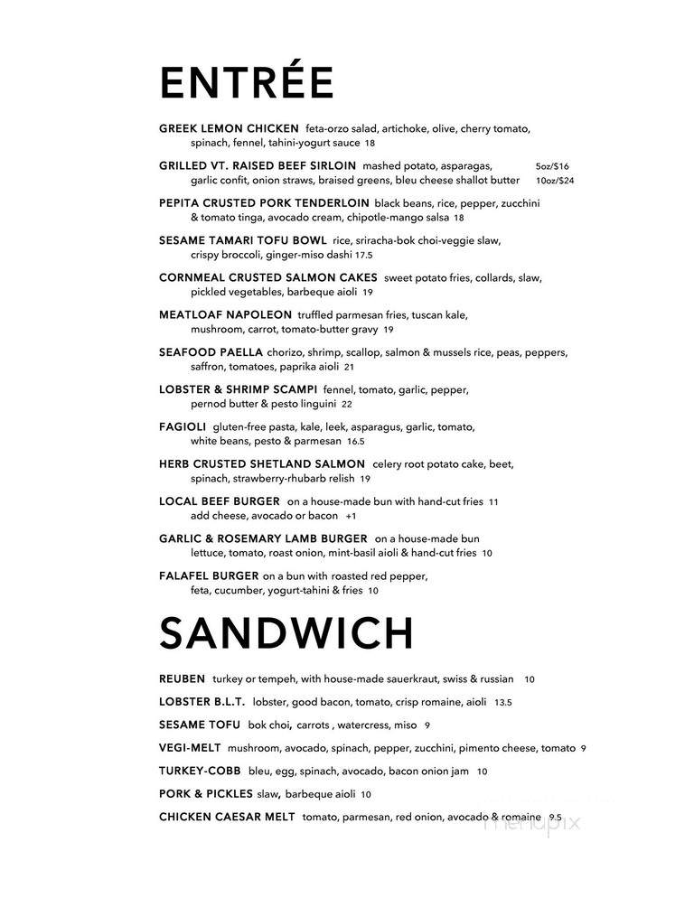 Hope & Olive - Greenfield, MA menu_pic