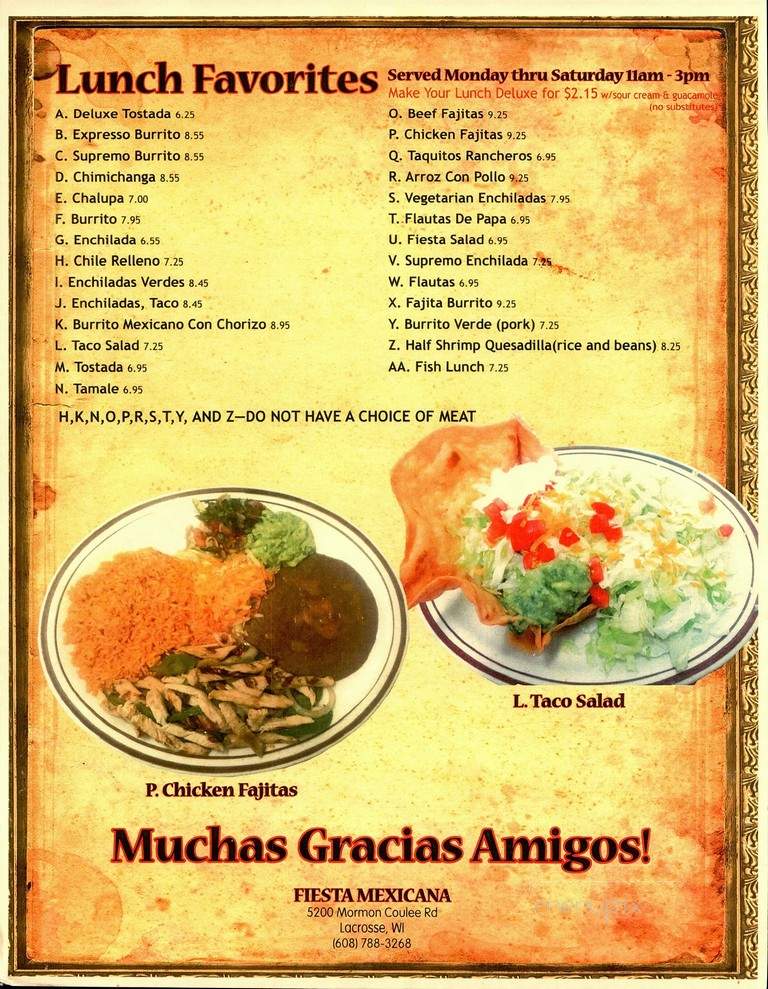 Fiesta Mexicana - La Crosse, WI menu_pic