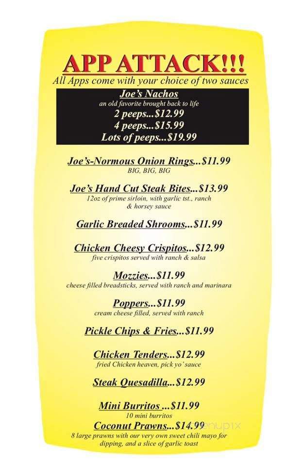 Joe's Log Cabin Bar & Grill - Wenatchee, WA menu_pic