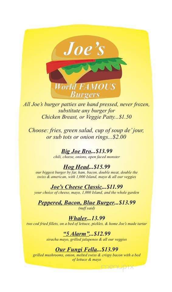 Joe's Log Cabin Bar & Grill - Wenatchee, WA menu_pic