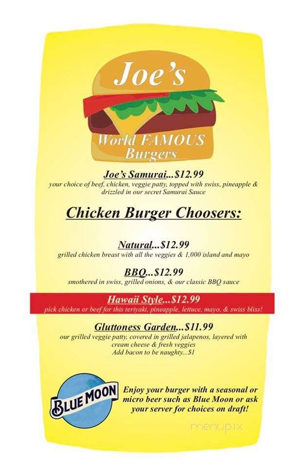 Joe's Log Cabin Bar & Grill - Wenatchee, WA menu_pic