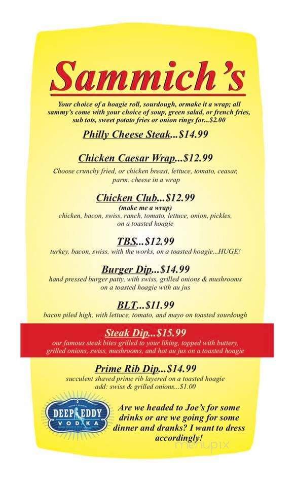 Joe's Log Cabin Bar & Grill - Wenatchee, WA menu_pic
