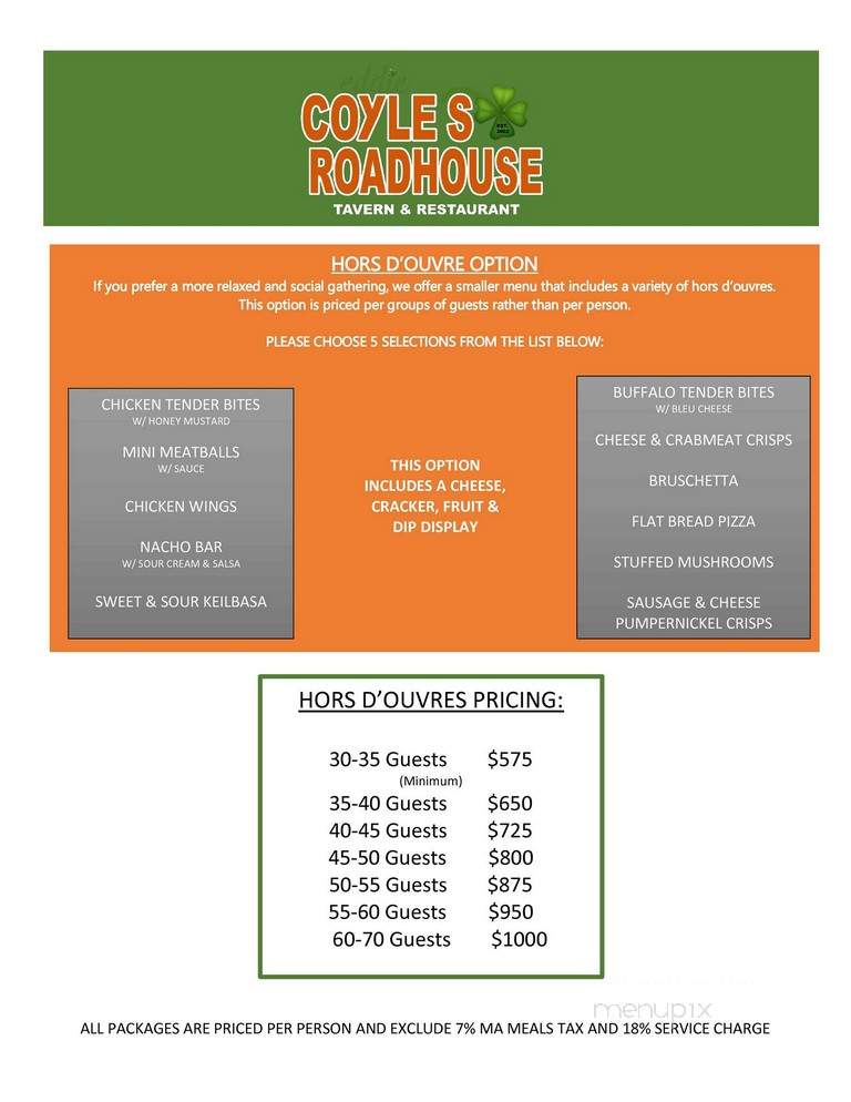 Coyle's Roadhouse Tavern - Dracut, MA menu_pic