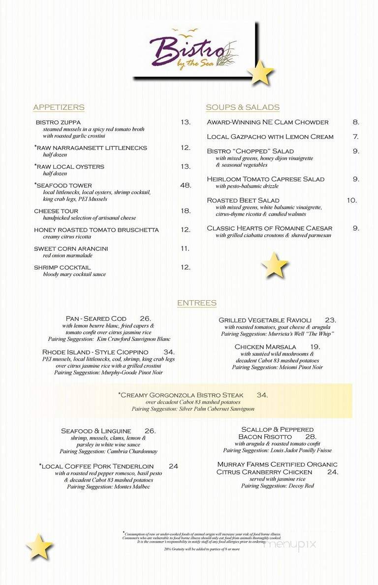 Bistro By the Sea - Wakefield, RI menu_pic