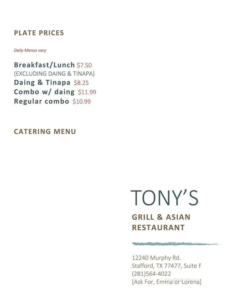 Tony's Grill and Asian Food - Houston, TX