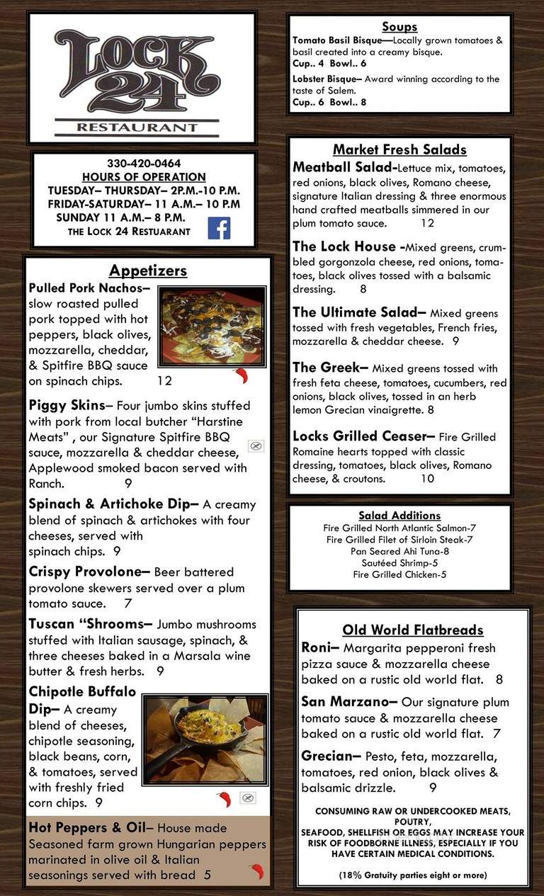 Lock 24 & Mount Glass Sports Bar - Lisbon, OH menu_pic