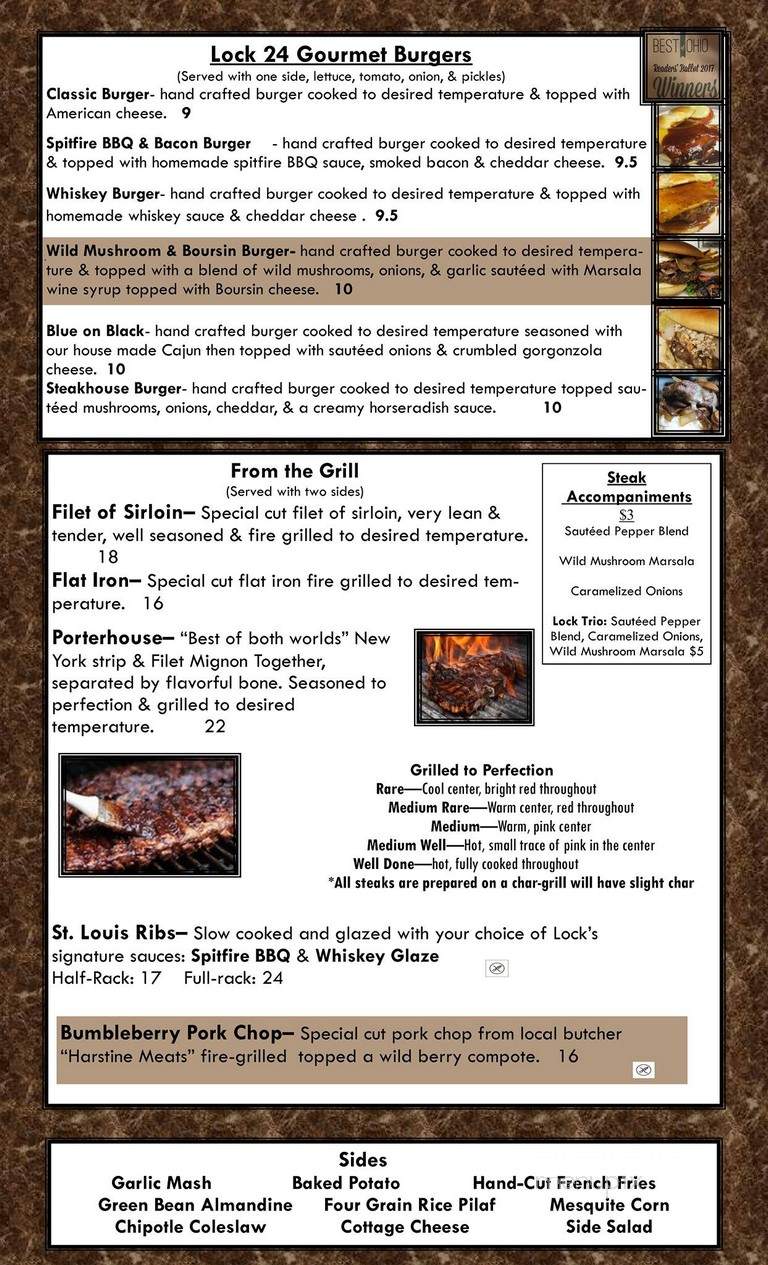 Lock 24 & Mount Glass Sports Bar - Lisbon, OH menu_pic