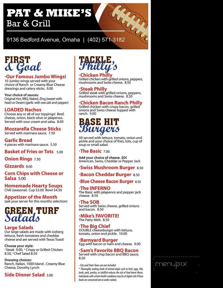 Pat & Mikes - Omaha, NE menu_pic