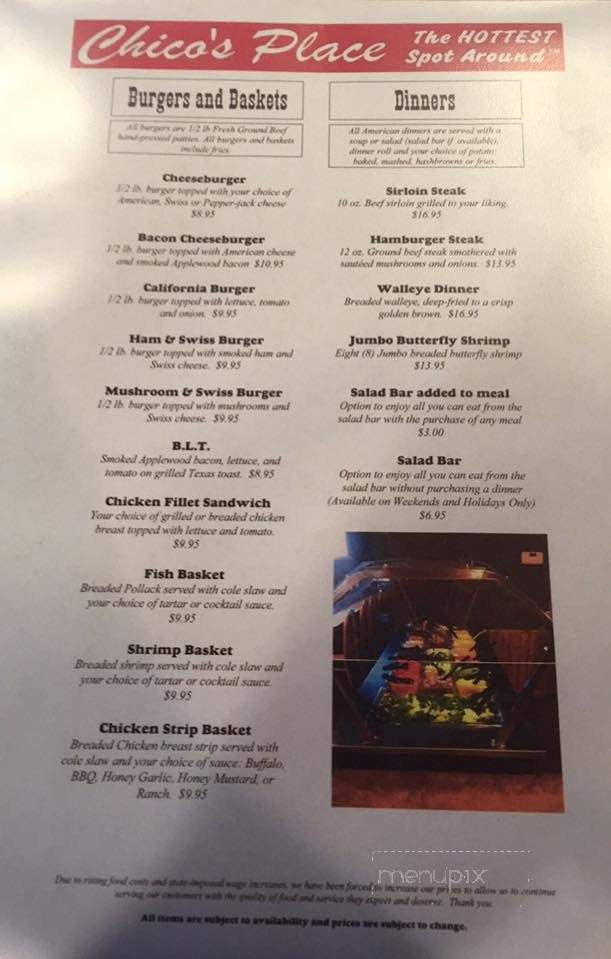Chico's Place - Onamia, MN menu_pic