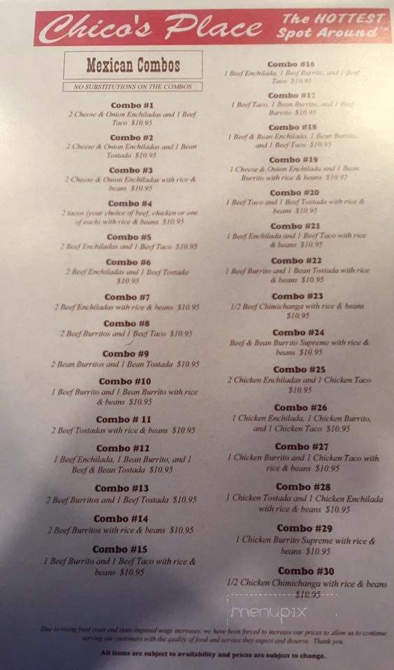Chico's Place - Onamia, MN menu_pic